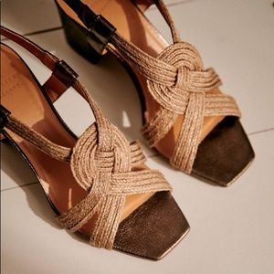 NEW Sezane Zoe bronze metallic leather sandals EU 40